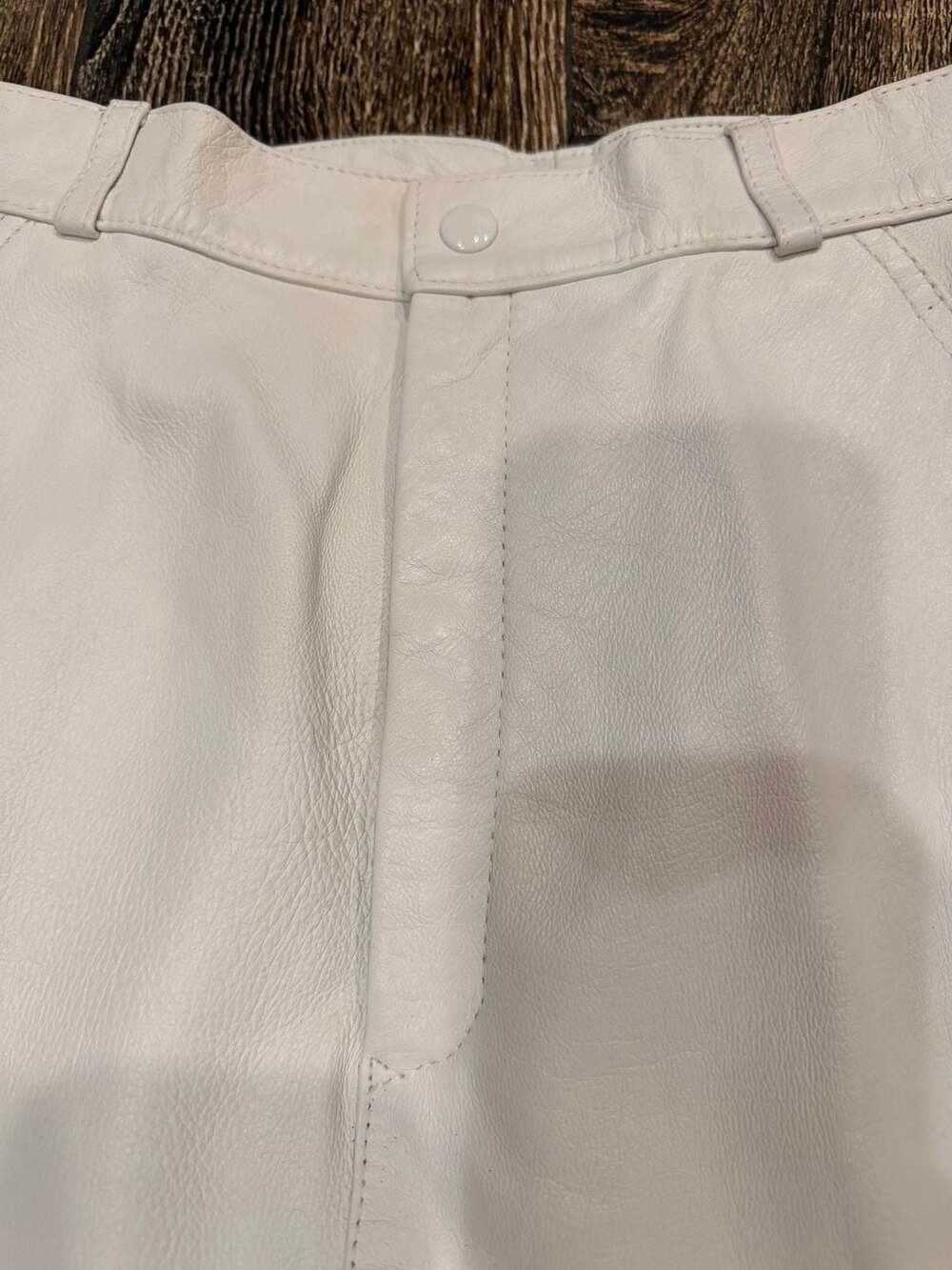 Suzelle Vintage Off-White 100% Leather Pants Size 12 - Picture 9 of 11